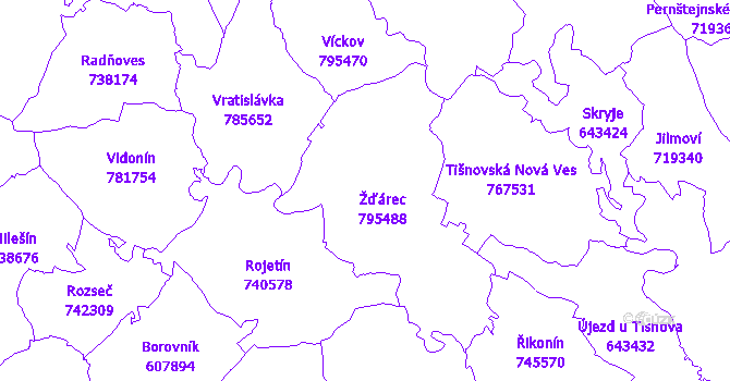 Katastrální mapa Žďárec