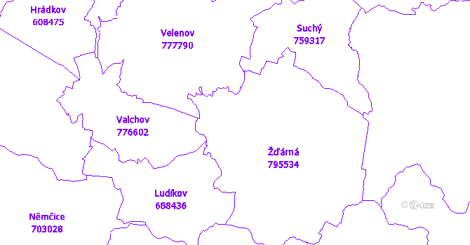 Katastrální mapa Žďárná