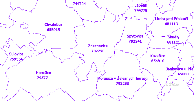 Katastrální mapa Zdechovice