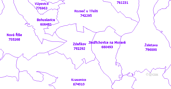Katastrální mapa Zdeňkov