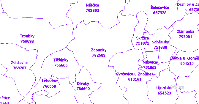 Katastrální mapa Zdounky