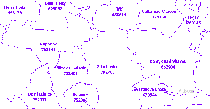 Katastrální mapa Zduchovice