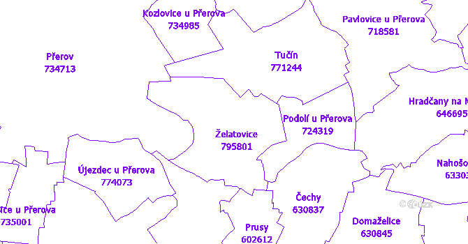 Katastrální mapa Želatovice