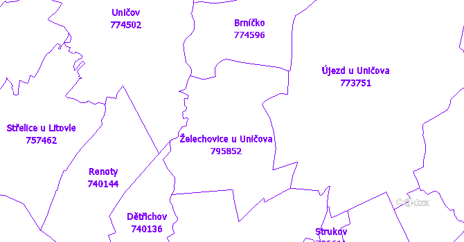 Katastrální mapa Želechovice