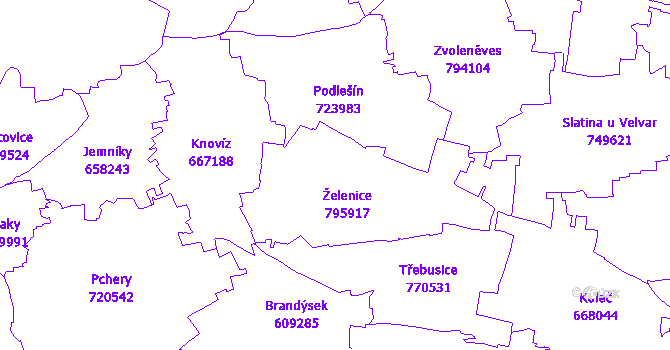 Katastrální mapa Želenice