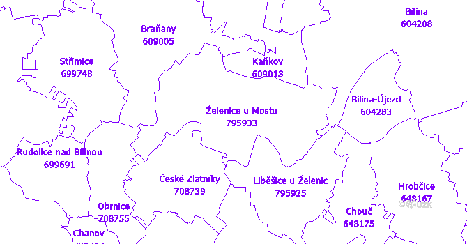 Katastrální mapa Želenice