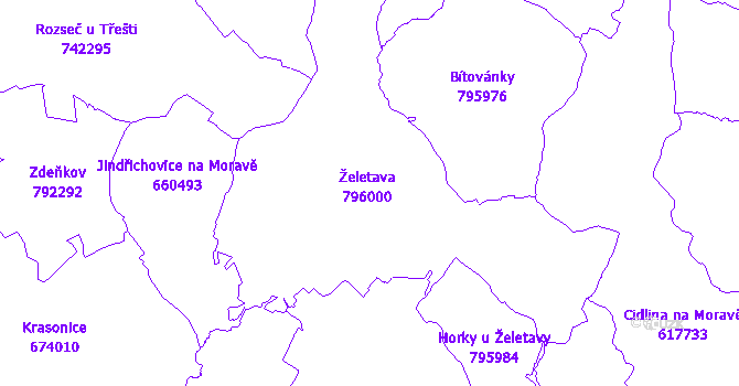 Katastrální mapa Želetava