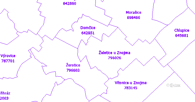 Katastrální mapa Želetice