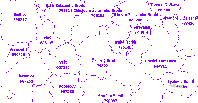 Katastrální mapa Železný Brod