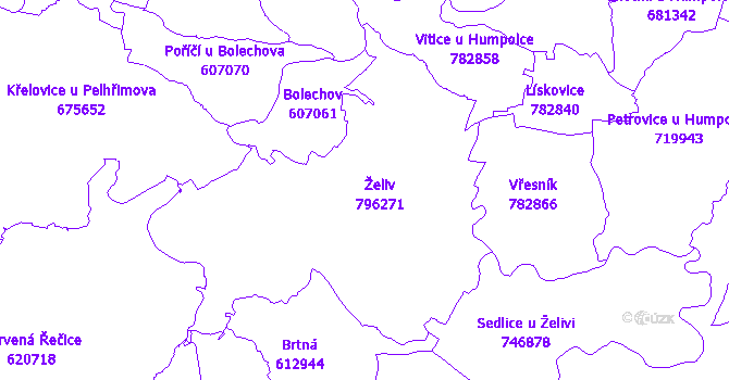 Katastrální mapa Želiv