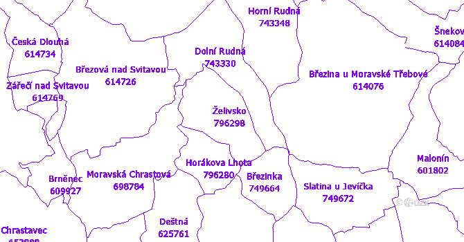 Katastrální mapa Želivsko