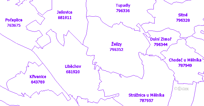 Katastrální mapa Želízy