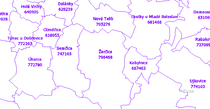 Katastrální mapa Žerčice