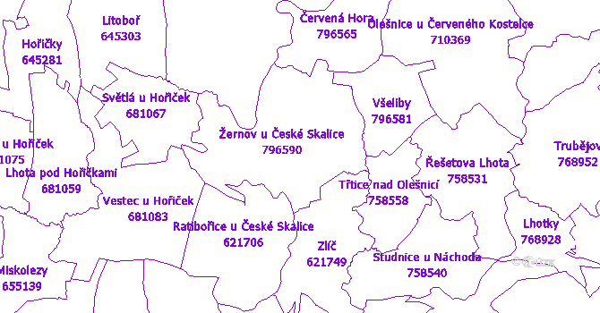 Katastrální mapa Žernov