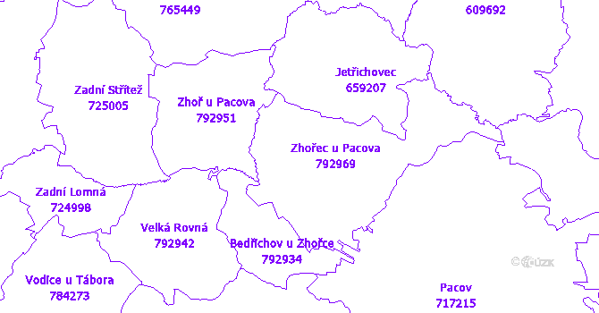 Katastrální mapa Zhořec