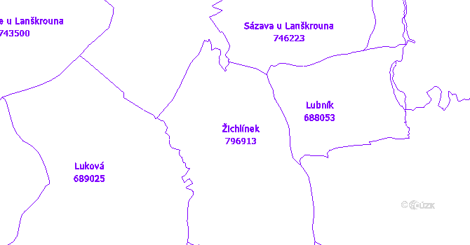 Katastrální mapa Žichlínek