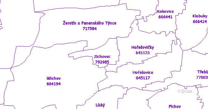 Katastrální mapa Zichovec