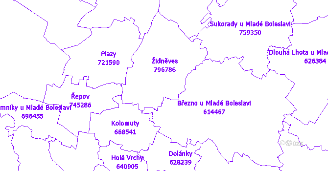 Katastrální mapa Židněves