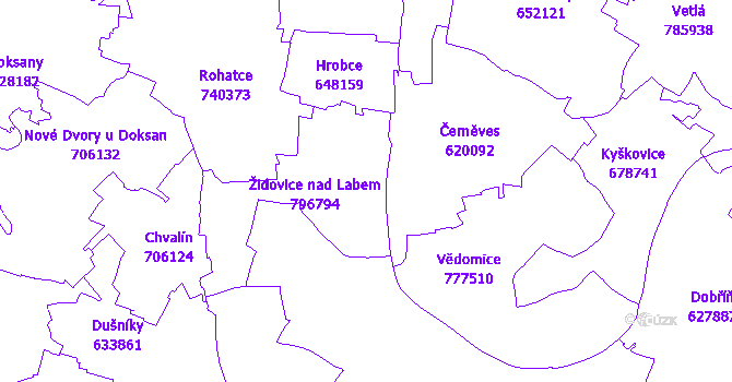 Katastrální mapa Židovice