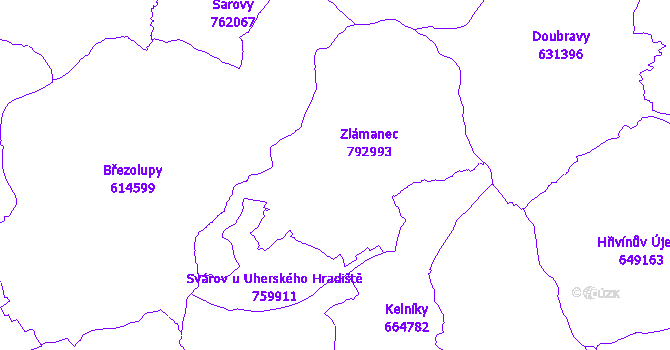 Katastrální mapa Zlámanec