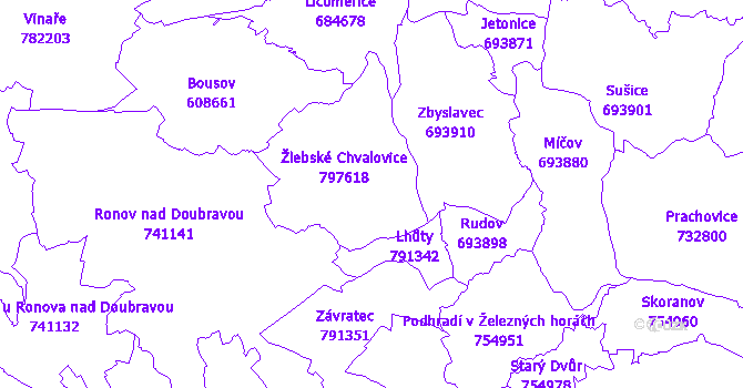 Katastrální mapa Žlebské Chvalovice