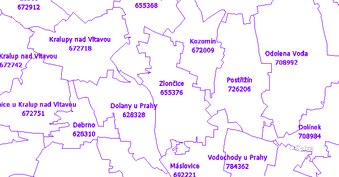 Katastrální mapa Zlončice