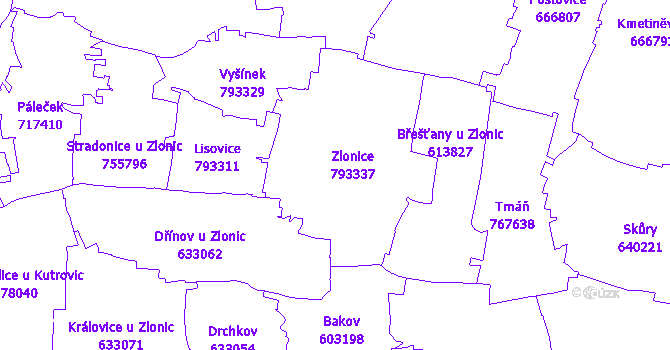 Katastrální mapa Zlonice