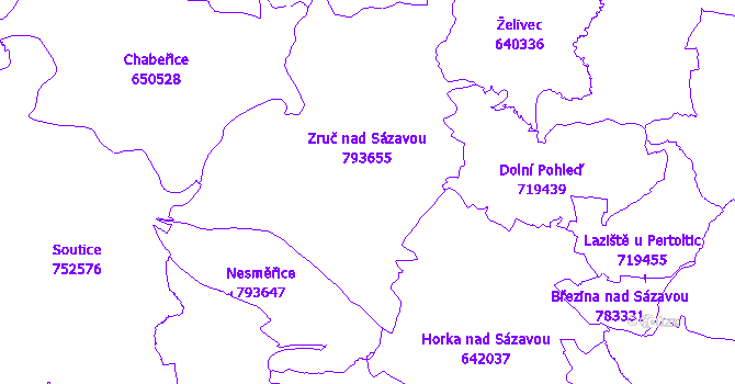Katastrální mapa Zruč nad Sázavou