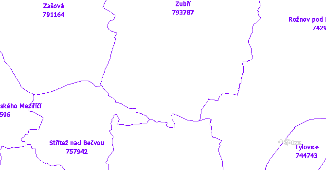 Katastrální mapa Zubří