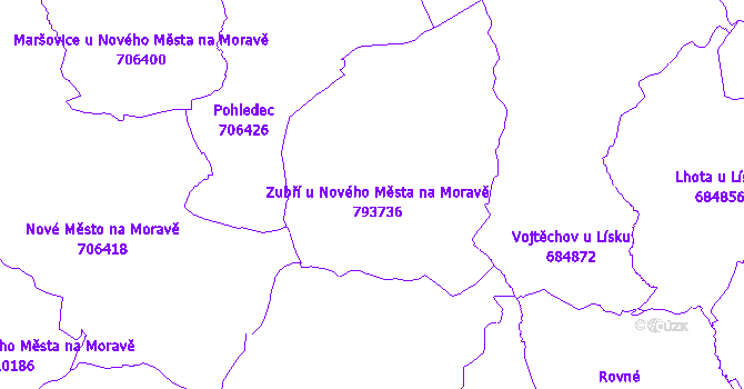Katastrální mapa Zubří