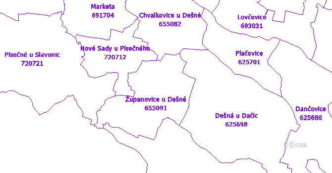 Katastrální mapa Županovice