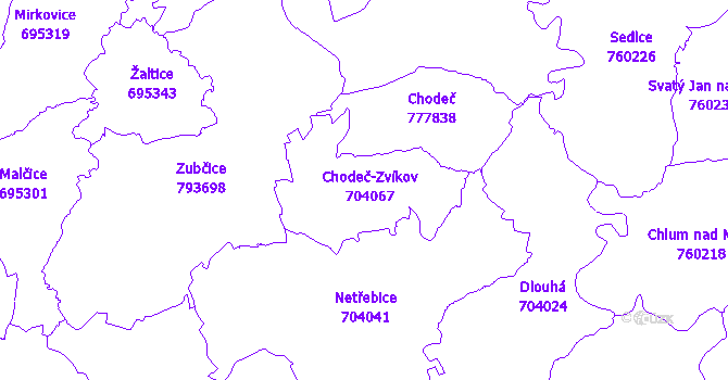 Katastrální mapa Zvíkov
