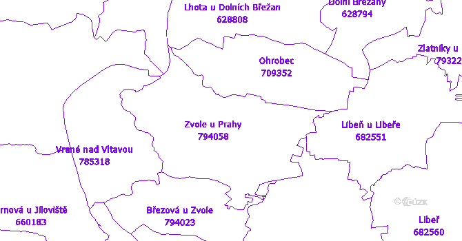 Katastrální mapa Zvole