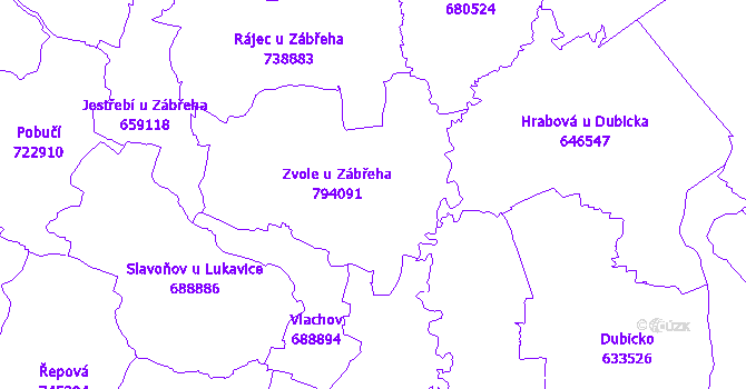 Katastrální mapa Zvole