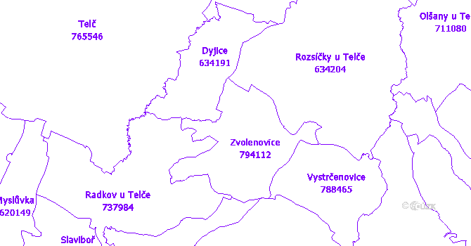 Katastrální mapa Zvolenovice