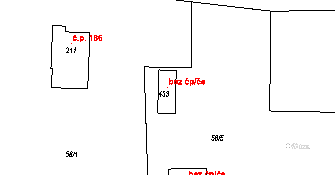 Čistá 102961000 na parcele st. 433 v KÚ Čistá u Mladé Boleslavi, Katastrální mapa