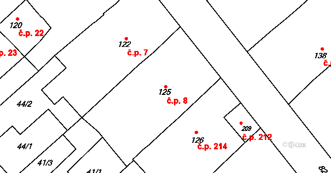 Přerov VIII-Henčlov 8, Přerov na parcele st. 125 v KÚ Henčlov, Katastrální mapa