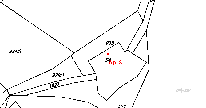 Obrok 3, Tuhaň na parcele st. 54 v KÚ Domašice, Katastrální mapa