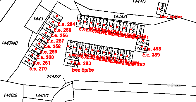 Židlochovice 277 na parcele st. 1447/26 v KÚ Židlochovice, Katastrální mapa