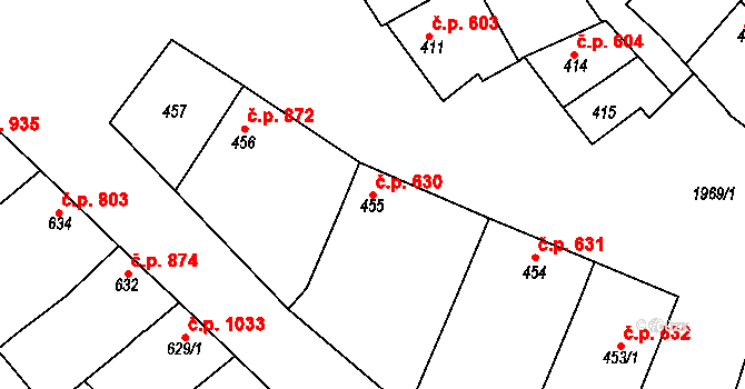 Mistřín 630, Svatobořice-Mistřín na parcele st. 455 v KÚ Mistřín, Katastrální mapa