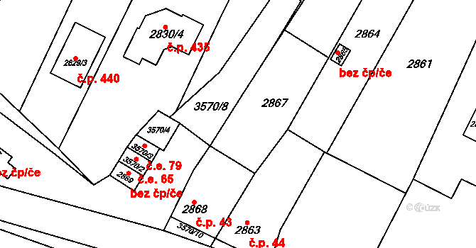 Nosálovice 180, Vyškov na parcele st. 2867 v KÚ Vyškov, Katastrální mapa
