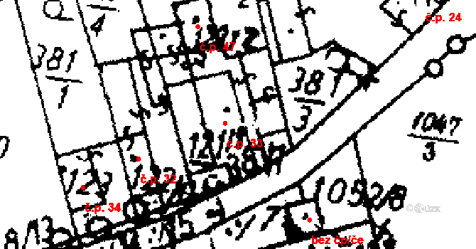 Zichovec 33 na parcele st. 121/1 v KÚ Zichovec, Katastrální mapa