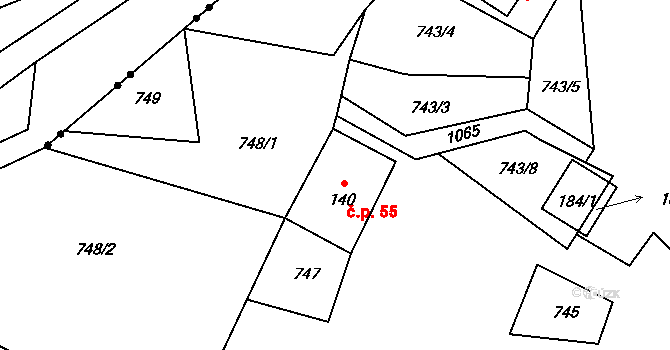 Rokytno 55, Rokytnice nad Jizerou na parcele st. 140 v KÚ Rokytno v Krkonoších, Katastrální mapa