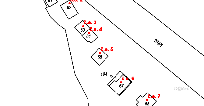 Dolní Kramolín 5, Chodová Planá na parcele st. 65 v KÚ Dolní Kramolín, Katastrální mapa