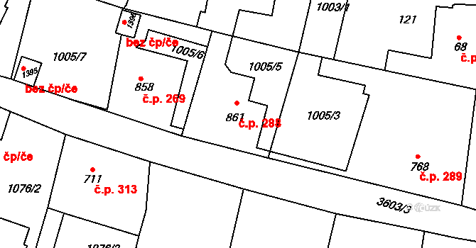 Cvikov I 288, Cvikov na parcele st. 861 v KÚ Cvikov, Katastrální mapa