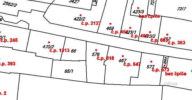 Hořice 618 na parcele st. 576 v KÚ Hořice v Podkrkonoší, Katastrální mapa