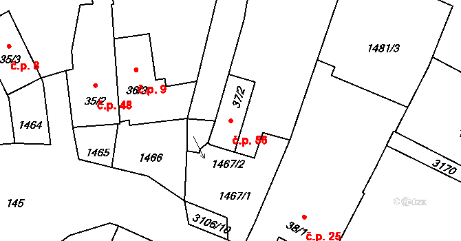 Chotýčany 56 na parcele st. 37/2 v KÚ Chotýčany, Katastrální mapa