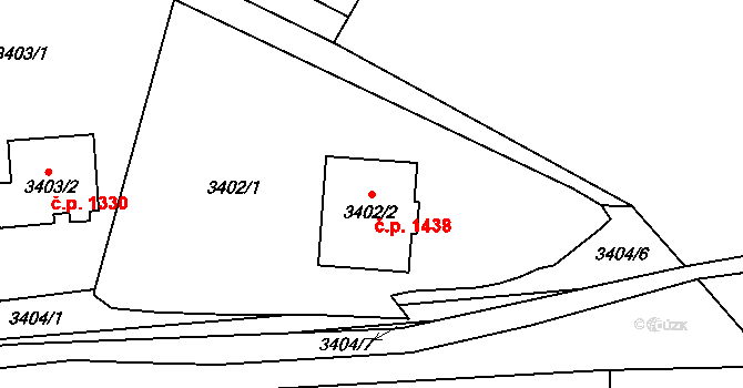Střekov 1438, Ústí nad Labem na parcele st. 3402/2 v KÚ Střekov, Katastrální mapa