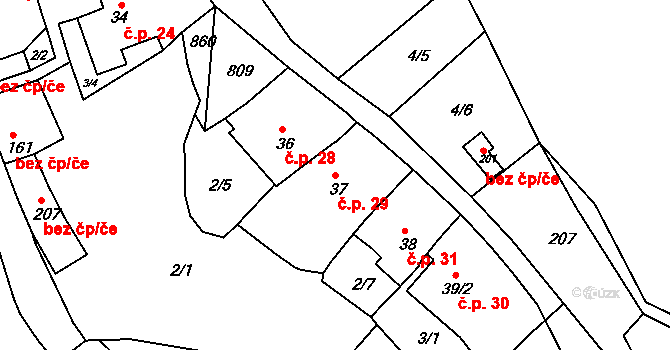 Lhenice 29, Bžany na parcele st. 37 v KÚ Lhenice u Bžan, Katastrální mapa