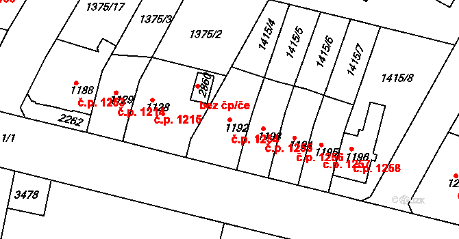 Předměstí 1254, Svitavy na parcele st. 1192 v KÚ Svitavy-předměstí, Katastrální mapa